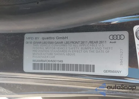 2017 Audi Rs 7 4.0T Performance Prestige из США, поврежденный, VIN WUAWRAFCXHN901949